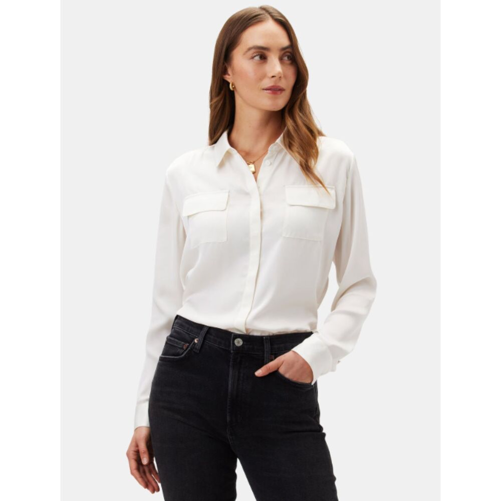 NEW Amour Vert Bixby Pocket Blouse in Ivory Size Medium with Tags
